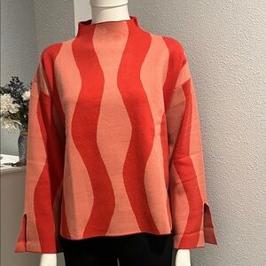 Deep coral Wavy Pattern Sweater great for winter love the sleeves and design